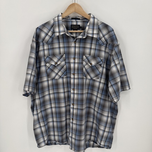 Pendleton Other - Pendleton Womens Blue Plaid Pearl Snap Frontier Shirt Size XXL Western Everyday